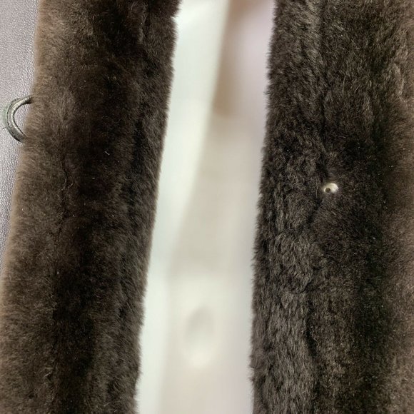 Unbranded Leather Fur Jacket Black Button Front - Picture 6 of 8